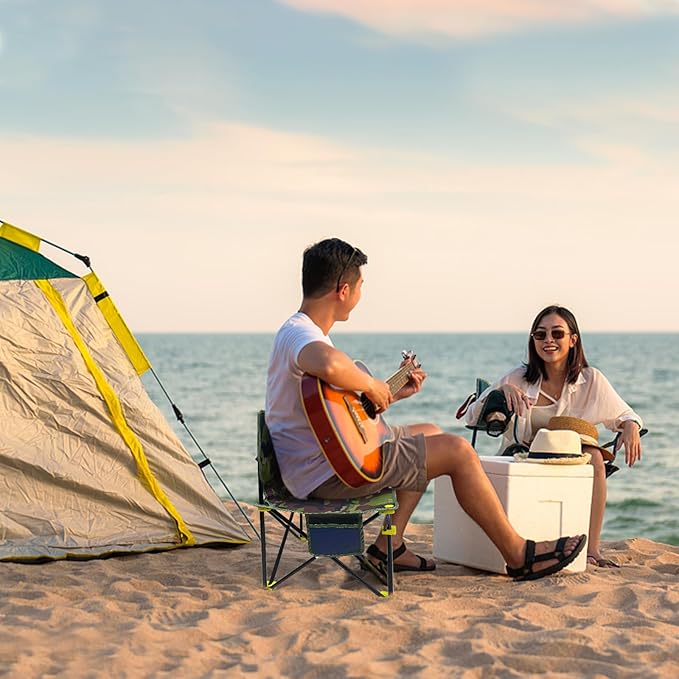 Mini Portable Folding Stool, Camping Fishing Stool for Adults Fishing Hiking Gardening and Beach with Carry Bag, Hold Up to 450lbs(Camouflage) (16.5" L x 16.5" W x 28.3" H)