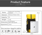 Hiking Backpack,30L +10L Extra Large Capacity Hiking Bag,Internal Frame Camping Backpack,Upgraded X-PAC Lightweight Sport Daypack Travel Backpacks Fit For Mountain Climbing Camping (Yellow)