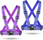 Reflective Vest Running Gear, 2Pack High Visible Safety VES for Cycling Jogging Running Walking, Adjustable for Men Women Kids