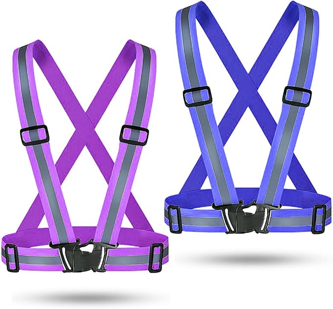 Reflective Vest Running Gear, 2Pack High Visible Safety VES for Cycling Jogging Running Walking, Adjustable for Men Women Kids