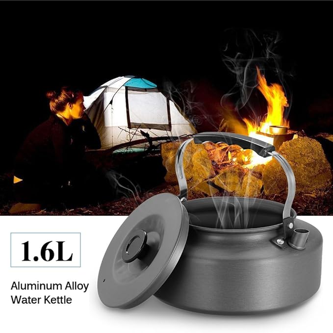 Doorslay Camping Kettle 1.6L Aluminum Tea Kettle with Carrying Bag Compact Lightweight Coffee Pot