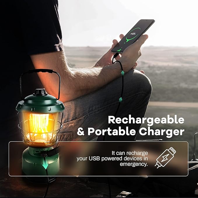 LED Camping Lantern, Water Resistant Emergency Light for Power Outage, Hurricane, Hiking