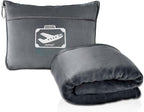 FlyHugz Grey Travel Blanket & Pillow Set (59.1"x47.2") with Carry Case, Luggage Sleeve & Clip – Portable, Lightweight, Breathable & Washable – Perfect for Plane, Car, Camping & Travel