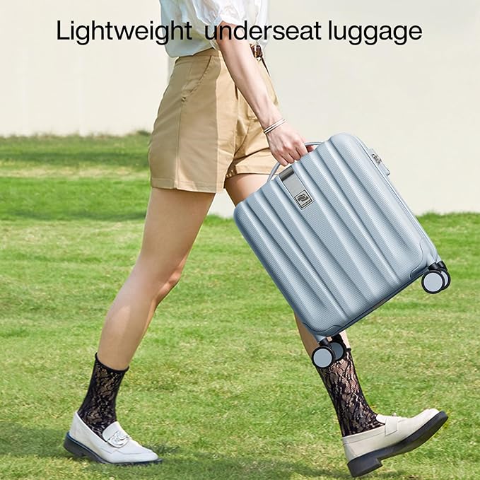 Hanke 16 inch Underseat Carry on Suitcases with Wheels,Lightweight Hard Shell Carry on Luggage with Wheels for Weekender,Travel Approved Small Suitcase,Travel Luggage for Womem Men,Gray.