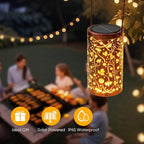 Homemory Bee Solar Lanterns Lights Outdoor Waterproof, Hollowed-Out Metal Decor Lantern, Gifts for Women, LED Solar Lights Metal Decoration Outside for Yard, Patio, Backyard, Porch, Lawn