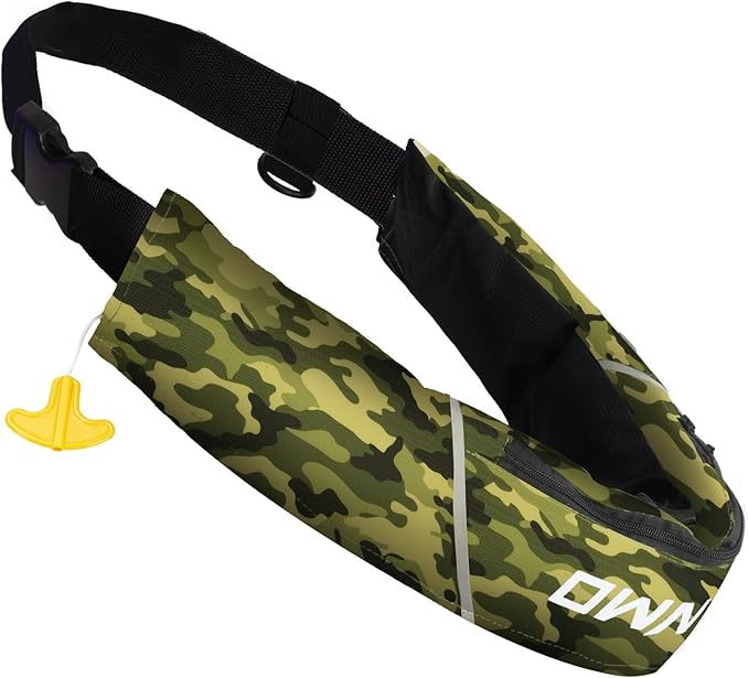 Owntop Manual Inflatable Belt Pack, Adults Swim Jacket with Blowpipe & Whistle, 24g CO2 Cylinder Included, Low Profile for Kayaking, Fishing, Paddle Sports