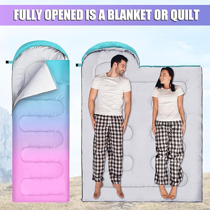 Sleeping Bags for Adults, 3 Seasons Warm Cold Weather Lightweight Waterproof Backpacking Camping Sleeping Bag for Camping Hiking Traveling Outdoor, Camping Gear Equipment