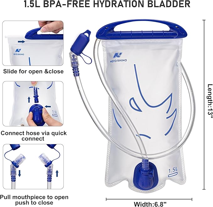 N NEVO RHINO Running Hydration Vest for Women 1.5L Water Bladder Backpack 5L Small -Lightweight Breathable Hydration Vest for Hiking Trail Running Cycling Marathon for Women