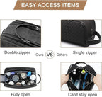 BAGSMART Toiletry Bag for Men, Canvas Travel Toiletry Organizer Dopp Kit Water-resistant Shaving Bag for Toiletries Accessories,Black-Medium