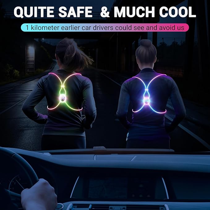 Running Lights For Runners, Reflective Running Vest, Reflective Running Gear Walking Vest For Women, Night Running Gear, Light Up Running Vest, Gifts For Runners, Safety Running Vest For Women & Men