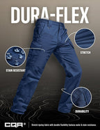 CQR Men's Flex Ripstop Tactical Pants, Water Resistant Stretch Cargo Pants, Lightweight EDC Hiking Work Pants