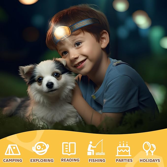EverBrite LED Headlamp Rechargeable Kids Headlamp with RGB Mode and Adjustable Headband, 3 Modes Multicolor Headlamp for Camping, Reading, Exploring, Halloween, Christmas