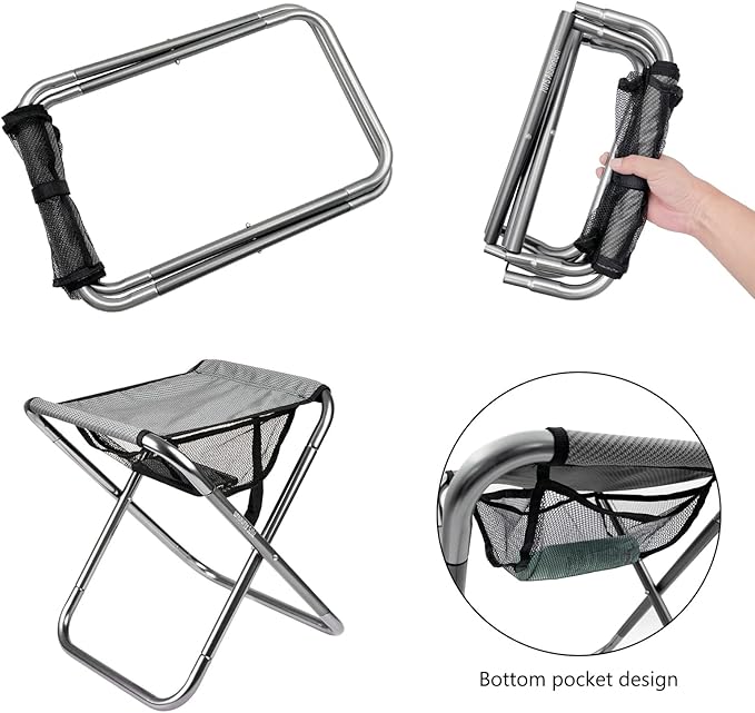 Camping Stool, Portable Folding Stool XXL Size Camping Stool for Adults Supports up to 240 lbs