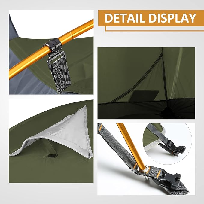 Bessport Camping Tent 1/2 Person Tent Waterproof Two Doors Backpacking Tent Easy Setup Lightweight for Outdoor, Hiking Mountaineering Travel