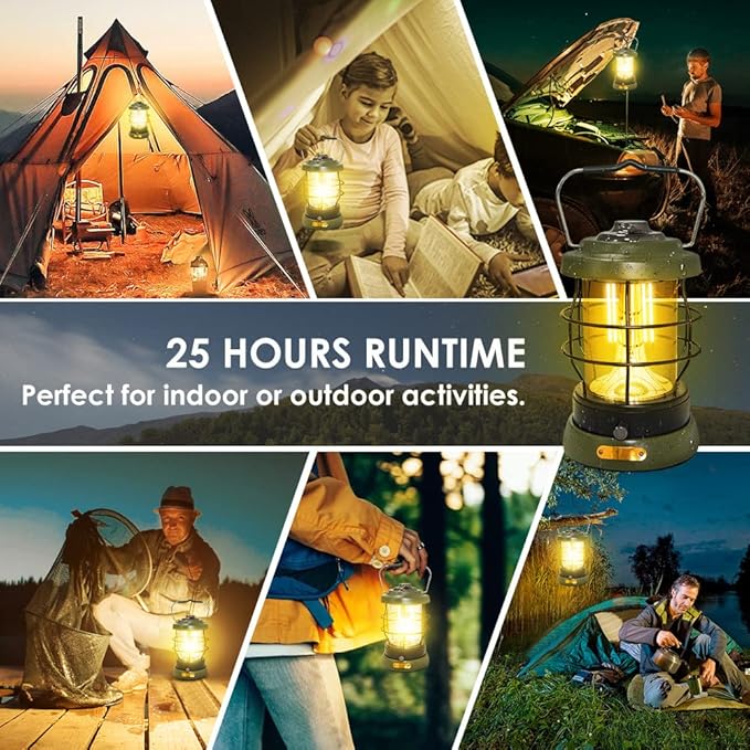 Rechargeable Camping Lantern 1500 High Lumens Hurricane Camp Light 2 Modes Portable Electric Tent Lamp Hands-Free Flashlight Lantern,5000 mAh Battery LED Lanterns for Power Outages