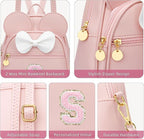 KKXIU Girls Initial Bowknot Cute Mini Backpack for Toddler, Travel Small Girl Backpacks, Personalized Birthday Gifts for Little Girls and Kids(S, Pink)