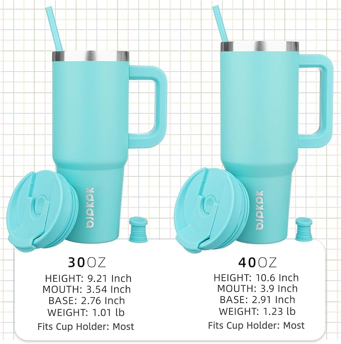BJPKPK 30 oz Insulated Tumbler With Lid And Straw Stainless Steel Tumblers Cup With Handle For Women And Men,Turquoise