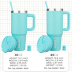 BJPKPK 40 oz Stainless Steel Tumbler With Handle Insulated Tumblers With 2 Straw Travel Coffee Mug With Lid,Turquoise