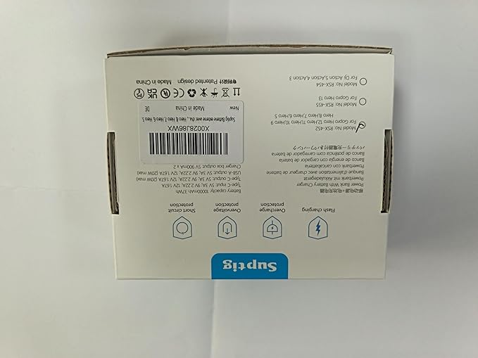 Suptig Power Bank with Battery Charger, 10,000mAh Battery Pack Charger Box Compatible for Gopro Hero 12, Hero 11, Hero 10, Hero 9, Hero 8, Hero 7, Hero 6, Hero 5.