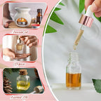 100 Pcs Mini Glass Oil Dropper Bottle Bulk, Clear Essential Small Empty Bottles Sample Containers Perfume Liquid Vials with Cap for Traveling (10 ml,Rose Gold)