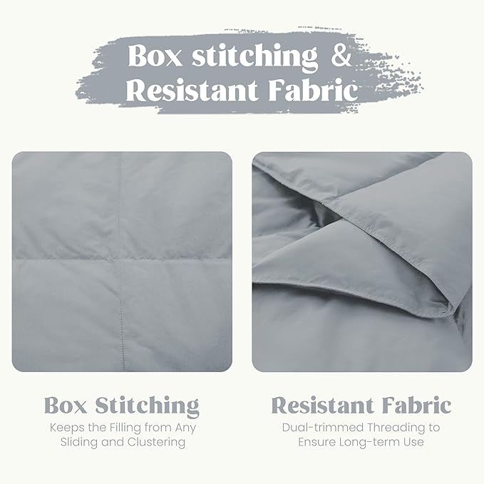 puredown® King Size Blanket for Bed, Ultra Soft Lightweight Down & Feather Fill, All Season Blanket, Machine Washable, 88"X108", Alloy Gray