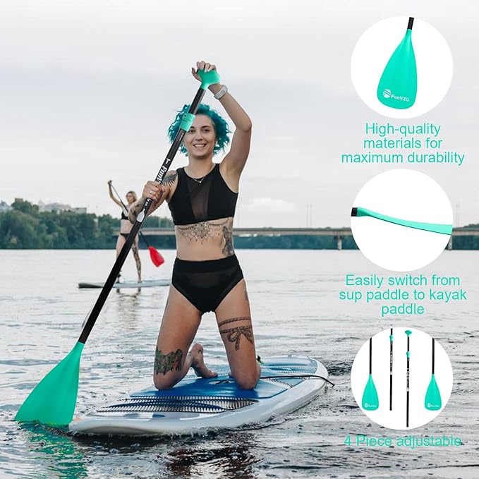 SUP Paddle, Stand Up Paddle Board Paddle Lightweight Adjustable 4-Piece Aluminium Kayak Paddles, Unique Lock Design Floating Alloy Shaft Paddle for Paddle Board
