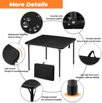 34" Camping Table, Portable Square Camping Card Table with Collapsible Legs & Carrying Handle, Plastic Tables for Outdoor Cooking,Camping,Picnic, Office, Party, Black