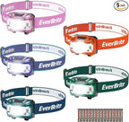 EverBrite Headlamp, 5 Pack Kids Headlamp with Red Light and Memory Function, Head Lamp for Adults and Kids with 5 Modes, Bright Headlamps for Camping, Running, Batteries Included
