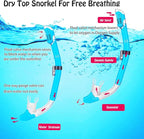 Kids Mask Fins Snorkel Set Snorkeling Packages, with Diving Mask, Snorkel, Adjustable Swim Fins, Mesh Bag, Anti-Fog Anti-Leak Snorkeling Gear for Kids for Snorkeling Swimming Diving