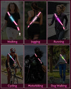 LED Reflective Belt Sash - 5 Lights Colors & 3 Light Modes High Visibility Night Safety Belt, Rechargeable Light Up Running Gear Adjustable Vest Straps for Runners Walkers Men Women