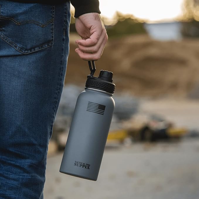 Tactical Pro Supply 32 oz. Patriotic Water Bottles | Decorated in the USA | Made with Premium Stainless Steel Material | Double Wall Vacuum Water Bottle Insulated