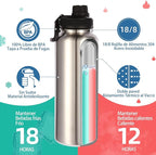 Volhoply Insulated Water Bottles Bulk 8 Pack, 40 oz Stainless Steel Sports Bottle with Paracord Handle & Spout Lid, Vacuum Metal Travel Water Cups with Wide Mouth,Reusable Large jug(Silver,8 Set)