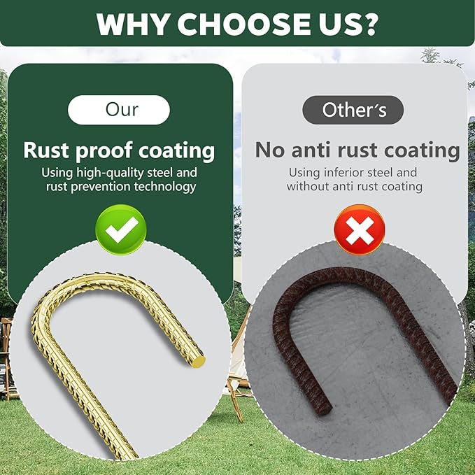 30 Pieces 12 Inch Long 1/4In Diameter Heavy Duty J Hooks,Heavy Duty Rebar Metal Fence Ground Garden Tent Stakes,Ground Spikes Anchors for Fencing,Outdoor Chicken Wire Trellis Stakes,Anti-Rust Golden