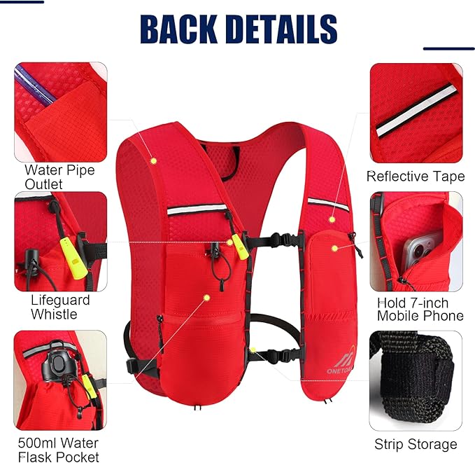 Running Vest for Women & Men, Lightweight 150g Hydration Backpack, 6L Pack for Trail Running, Marathon, Hiking, Cycling, Jogging, Adjustable Fit