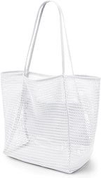KALIDI Beach Nylon Mesh Tote Bag, Casual Tote Bag Hobo Women Foldable MAX 23L Shoulder Bag For Beach Picnic Vacation