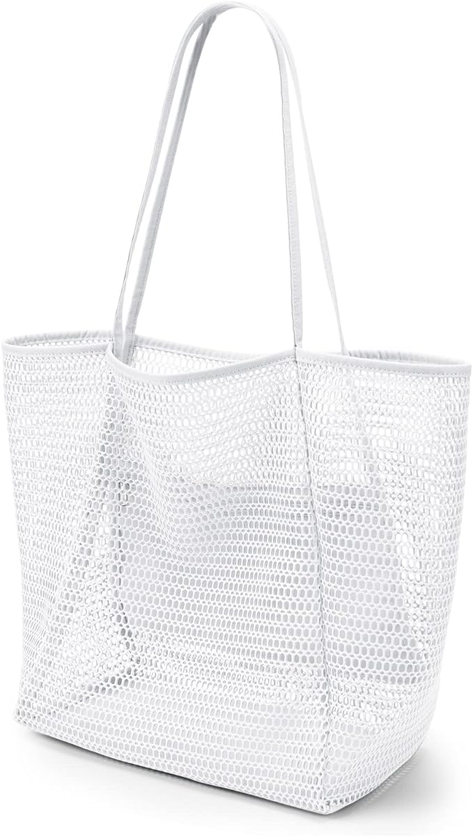KALIDI Beach Nylon Mesh Tote Bag, Casual Tote Bag Hobo Women Foldable MAX 23L Shoulder Bag For Beach Picnic Vacation