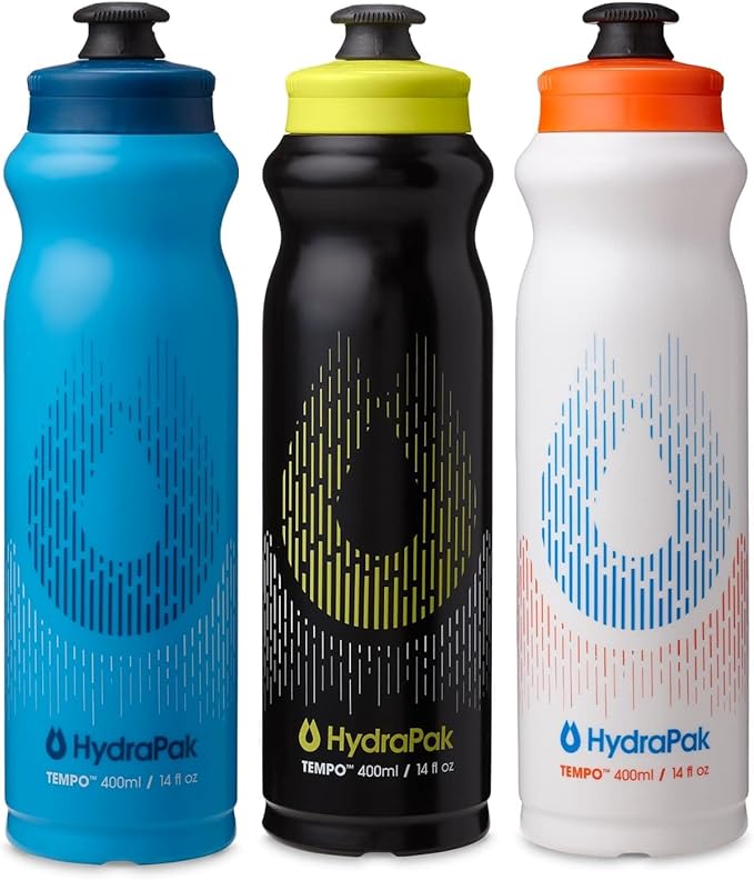 HydraPak Tempo Handheld Running Water Bottle 3-Pack - Made for Runners, Marathon Training and Race Day Squeeze Bottle. Perfect for Hydration, Electrolytes, Recovery and Nutrition Mixes.