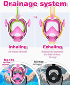 Kids Snorkel Mask, Full Face Snorkel Mask for Kids 4-16, Foldable Snorkeling Gear for Kids Snorkeling Set for Swimming Pool Toys, Dry Top, Anti-Leak/Anti-Fog /180° HD View/Portable Bag
