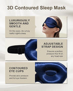 Luxury 22 Momme 100% Mulberry Silk Sleep Mask – 3D Eye Mask with Adjustable Strap, Gentle on Skin and Eyes, Provides Complete Light Blockage for Deep Sleep (Navy, Adjustable)