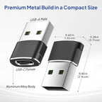 Elebase USB to USB C Adapter for iPhone 17 4Pack,USBC Female to A Male Car Charger Adapter,Type C Converter Apple 16 Pro Max 15 14 Plus,iWatch Watch 11 10 Se Ultra 3,iPad Air,Samsung Galaxy S25,Black
