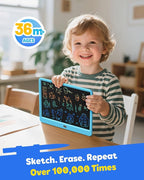 TEKFUN 12 Inch LCD Writing Tablet for Kids, Coloring Drawing Pad, Mess Free Doodle Board, Airplane Travel Toys for Boys and Toddlers, Road Trip Essentials, Gifts for 3 4 5 6 7 8 Year Old Girls(Blue)