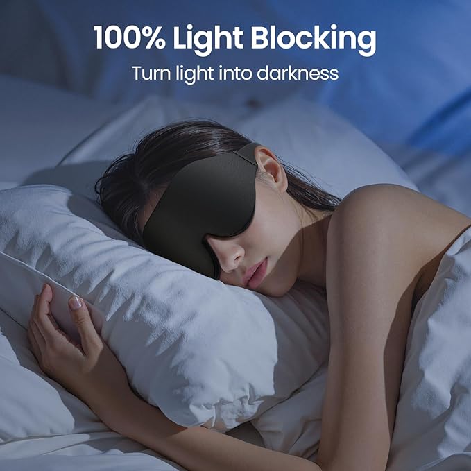 Cotton Sleep Mask, 100% Blockout Eye Mask, 3D Sleep Mask for Zero Eye Pressure, Cotton Comfort for Men and Women Travel/Sleeping