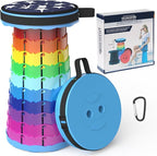 ALEVMOOM Portable Telescoping Stool with Cushion,Retractable More Sturdy Capacity 440Ib,Collapsible Adjustable Folding Stool for Camping Hiking Mountain Garden BBQ