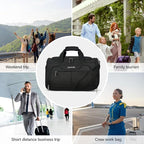 Hanke Small Travel Duffel Bag, Under Seat Carry On Personal Item Bag with 11 Pockets, Lightweight Water Resistant Foldable Weekender Bag with Trolley Sleeve for Travel Gym Daily Use（Black）