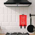 MDH Fire Blanket 40x40 inches Fiberglass w/Gloves Hooks Whistle - Fireproof Safety for Home Kitchen Restaurant House - Fire Suppression Reusable (Fire Blanket 2-Pack)