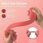 ADOOPE Wired Kids Headphones with USB C Plug, 85dB Safe Volume, Adjustable Headband, Tangle-Free Cord Headphones for School, Tablet, Travel (Coral Red & Soft Peach, with Microphone)