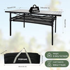 Large Folding Camping Table Aluminum with Storage for 4-6 People 55"X27.5" Roll Up Tall Outdoor Portable Table Lightweight with Carry Bag for Picnic BBQ Backyard Beach