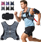 Sportneer Weighted Vest for Women Men: 8lbs/12lbs/15lbs/20lbs/25lbs Weight Vest with Detachable Phone Pouch Rucking Vest for Women Walking Strength Training Muscle Building Weight Loss