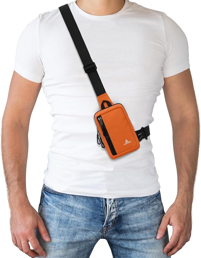 Peicees Small Crossbody Bag for Men Women Mini Sling Bag Travel Running Phone Daypack Cross Body Shoulder Bags with Keyholder
