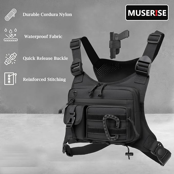 Outdoor Chest Bag For Men and Women, Tactical Vest For Running, Cycling, EDC Chest Pack Rig For Sports and Workouts